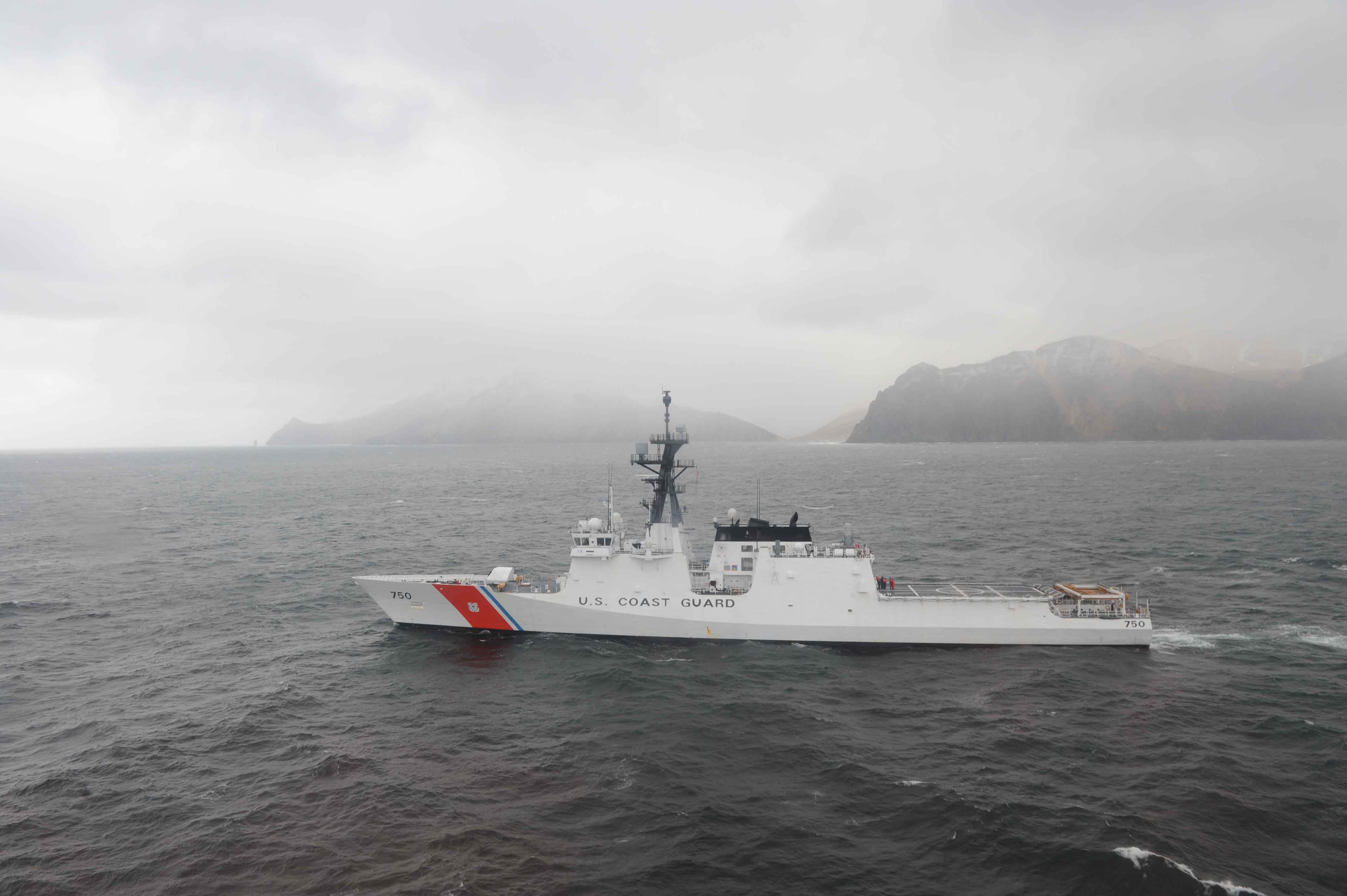 The Coast Guard Cutter Bertholf departs from Dutch Harbor May 9, 2011, to continue its first Alaska patrol in the Bering Sea. US Coast Guard Photo