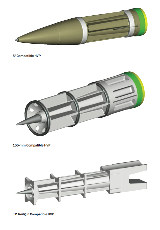 A range of hyper velocity projectiles from different weapon systems. BAE Systems Image