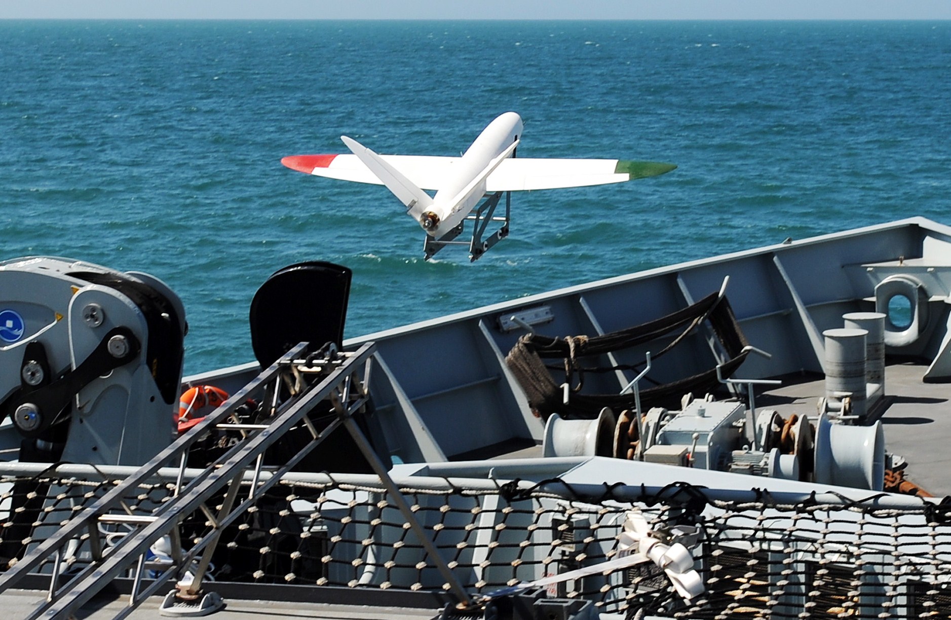 A 3D printed aircraft has successfully launched off the front of a Royal Navy warship and landed safely on a Dorset beach off HMS Mersey. UK Royal Navy Photo