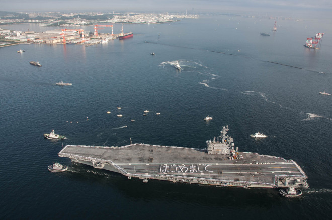 Carrier USS Ronald Reagan Arrives in Japan