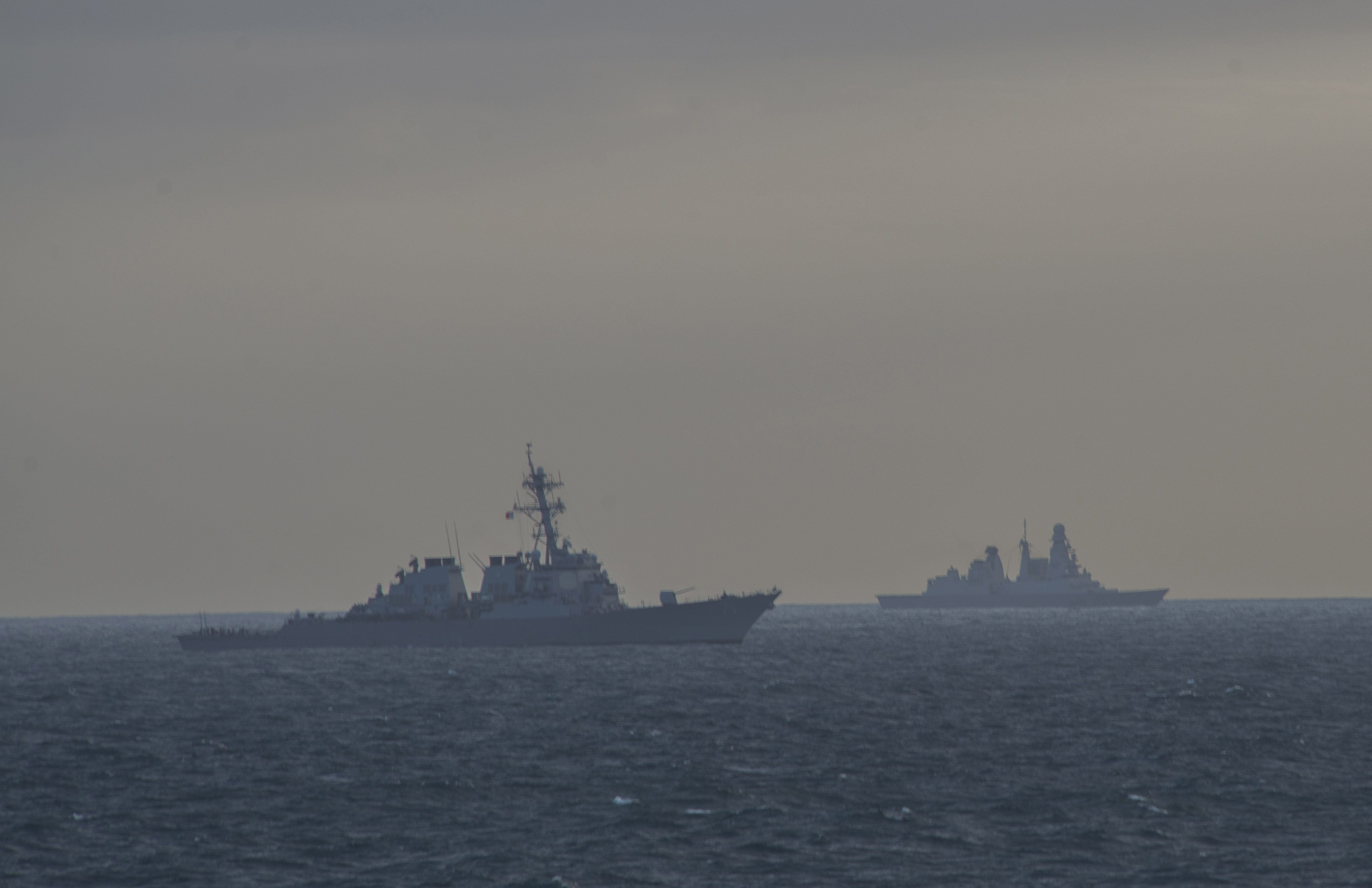 Arleigh Burke-class guided-missile destroyer USS Ross (DDG-71) and Andrea Doria-class Italian destroyer DDGHM Andrea Doria transit with guided-missile destroyer USS The Sullivans (DDG 68) during At Sea Demonstration 2015 (ASD 15) Oct. 22, 2015. US Navy photo.
