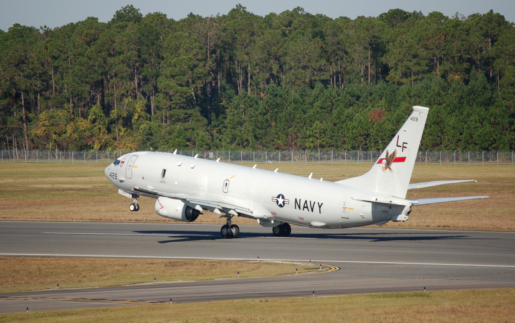 A U.S. Navy P-8A Poseidon takes off from NAS Jacksonville, Fla. US Navy Photo
