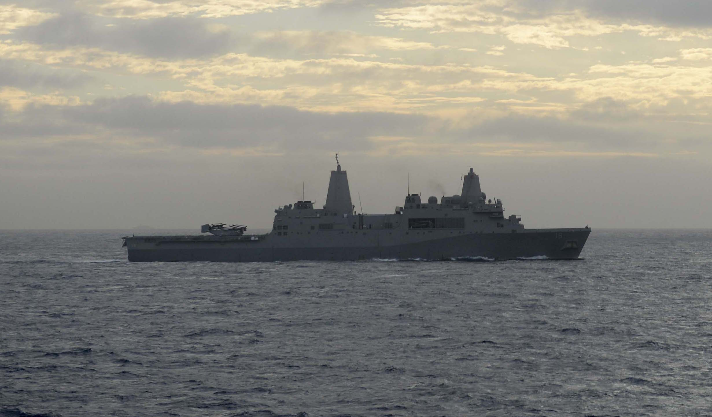 USS New Orleans (LPD-18) transits the Pacific Ocean. US Navy Photo