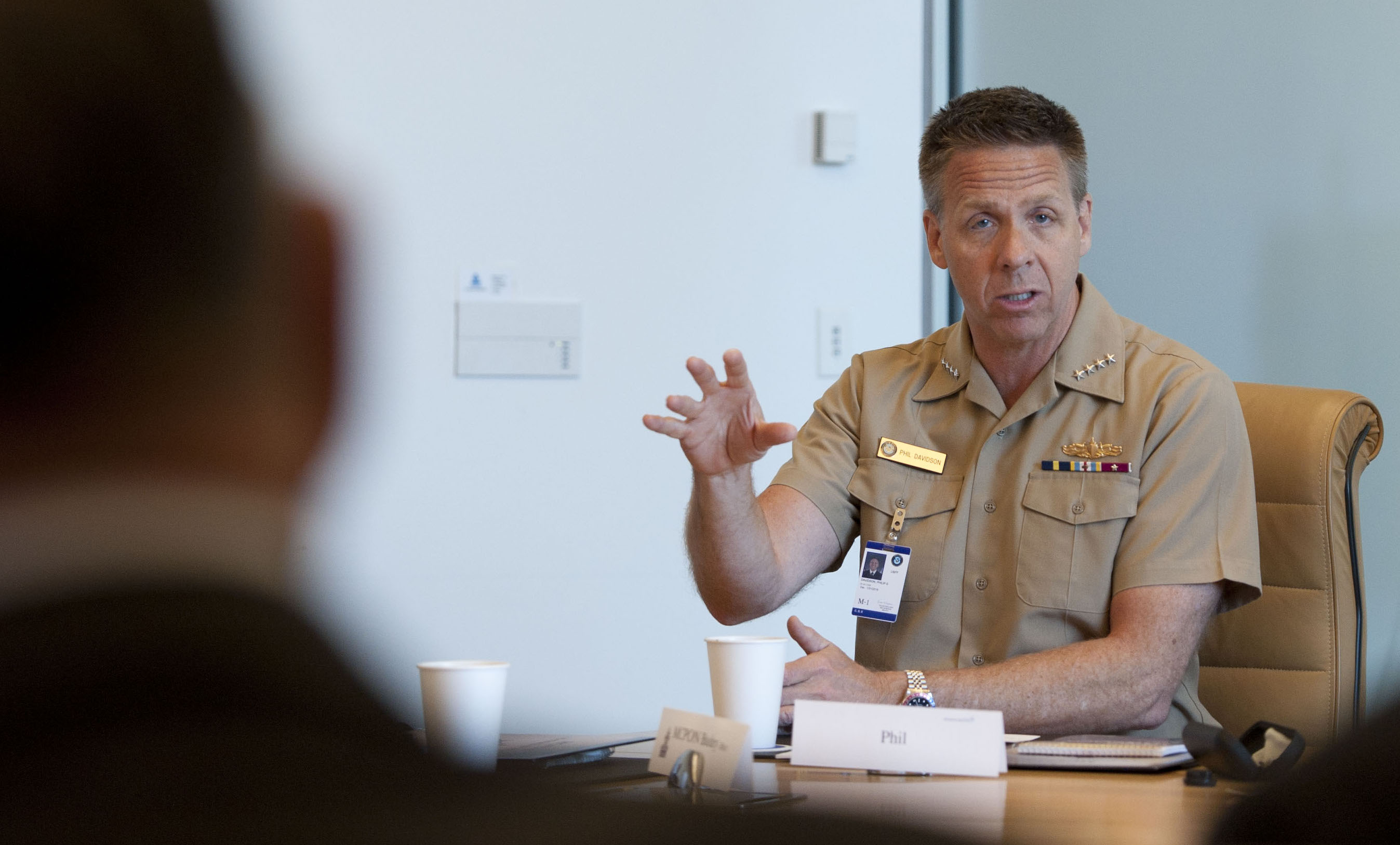 Adm. Phillip Davidson, commander of U.S. Fleet Forces Command, delivers remarks on April 2, 2015. US Navy Photo