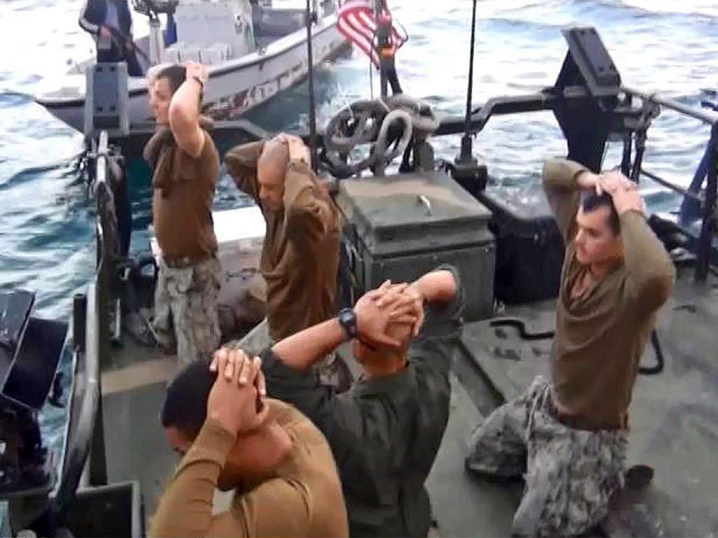 Riverine sailors detained by IRGCN forces on Jan. 12, 2016 off Farsi Island in the Persian Gulf.
