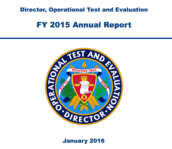 Document: Pentagon’s Director, Operational Test & Evaluation 2015 Annual Report