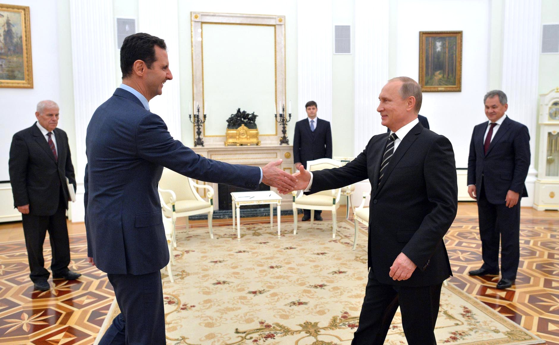 Syrian President Bashar al Assad and Russian President Vladimir Putin in Russia on Oct. 21, 2015. Kremlin Photo