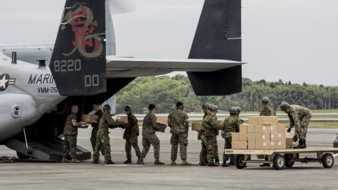Marine Ospreys, Air Force C-130s in Southern Japan for Earthquake Relief