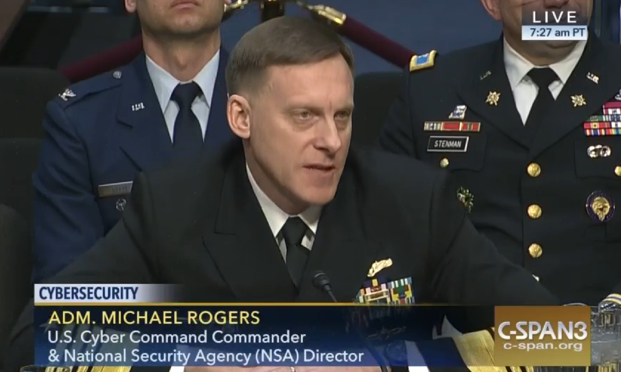 Adm. Mike Rogers before the Senate Armed Services Committee on April 5, 2016. CSPAN Photo