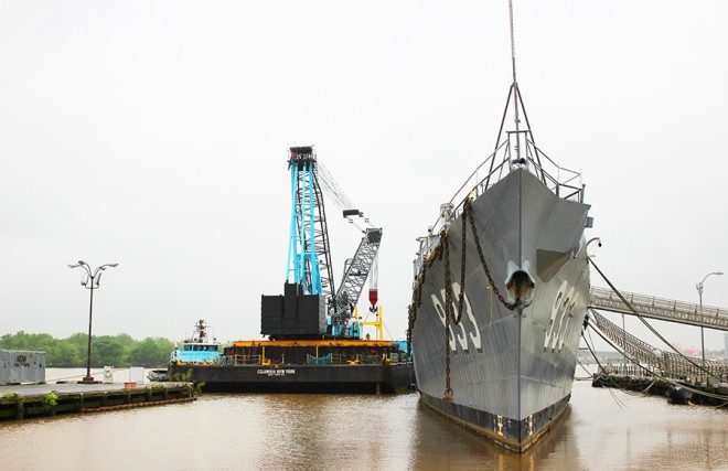 Display Ship Barry Prepped For Towing, Dismantling