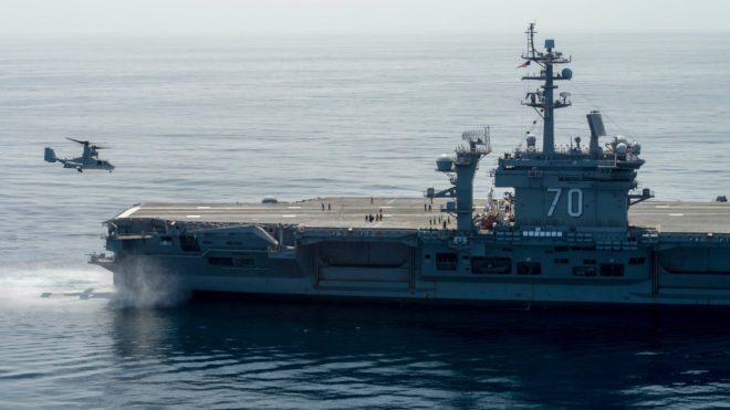 USS Carl Vinson Conducts V-22 Operations For Deck Crew, Pilot Familiarization