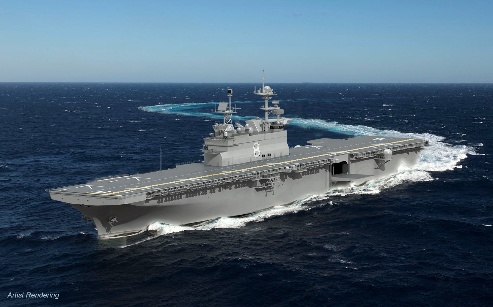 An artist's rendering of the LHA-8 amphibious assault ship. Huntington Ingalls Industries image.