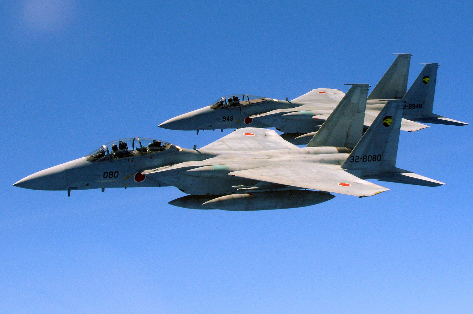 Two Japanese Air Self Defense Forces F-15s in 2009. US Air Force Photo