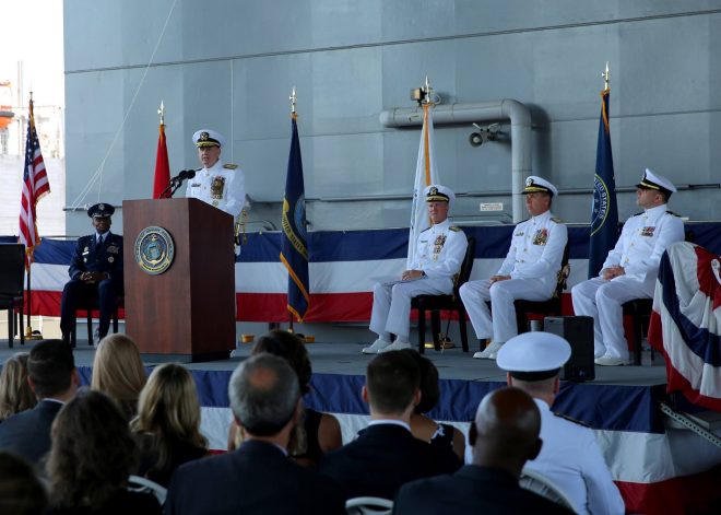 Rear Adm. Mewbourne Takes Over Military Sealift Command; RADM Shannon Retires