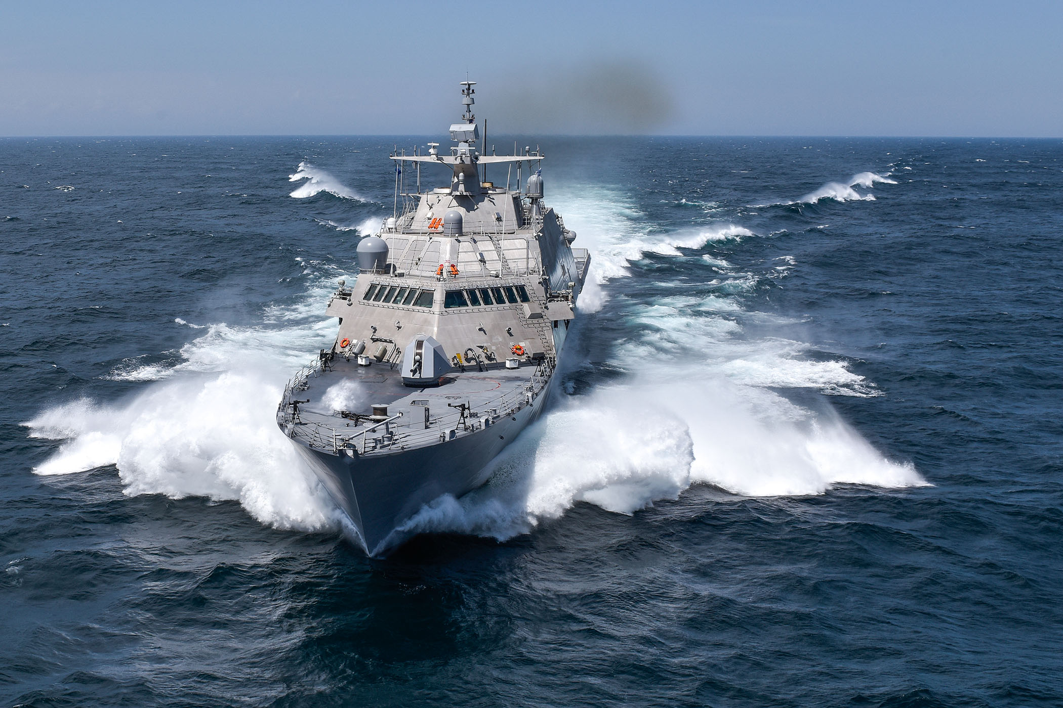 The future USS Detroit (LCS 7) conducts acceptance trials on July 14, 2016. Lockheed Martin Photo