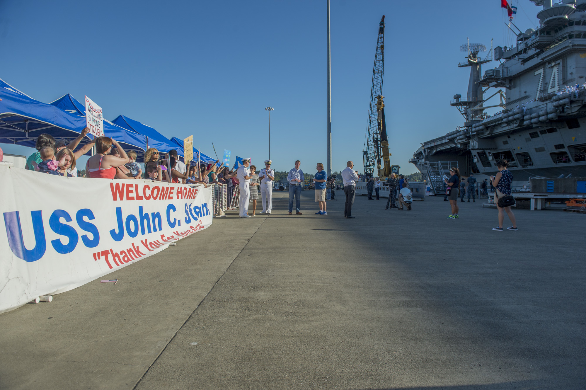 160814-N-ZP059-077 BREMERTON, Wash. (Aug. 14, 2016) — The Nimitz-class aircraft carrier USS John C. Stennis (CVN 74) is moored pier-side at Puget Sound Naval Shipyard after a seven-month deployment. Providing a ready force supporting security and stability in the Indo-Asia-Pacific, Stennis is returning from a regularly scheduled 7th Fleet deployment as part of the Great Green Fleet and Rim of the Pacific 2016, which included 26 nations, more than 40 ships and submarines, more than 200 aircraft and 25,000 personnel. (U.S. Navy photo by Mass Communication Specialist 2nd Class Jacob G. Sisco/Released)