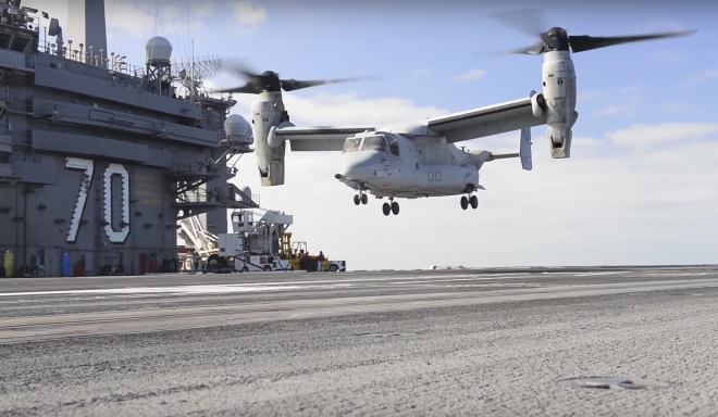 Video: MV-22 Osprey Tests on Carrier USS Carl Vinson
