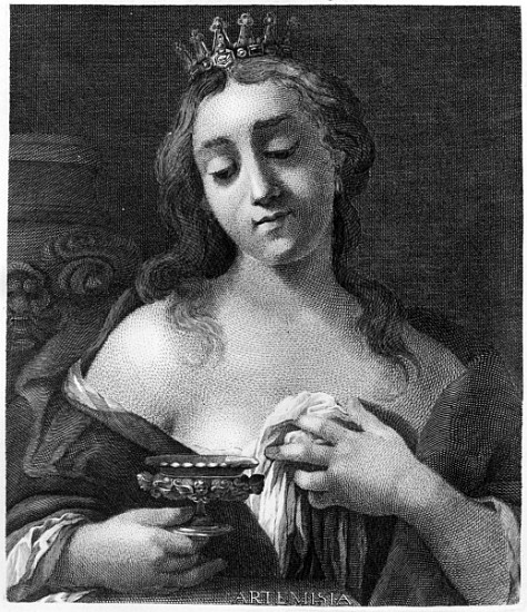 XJF365353 Artemisia of Caria (engraving) (b/w photo) by English School, (19th century); Private Collection; (add. info.: Artemisia (fl.480 BC) Queen of Caria; she commanded Persian ships during the Battle of Salamis); English, out of copyright