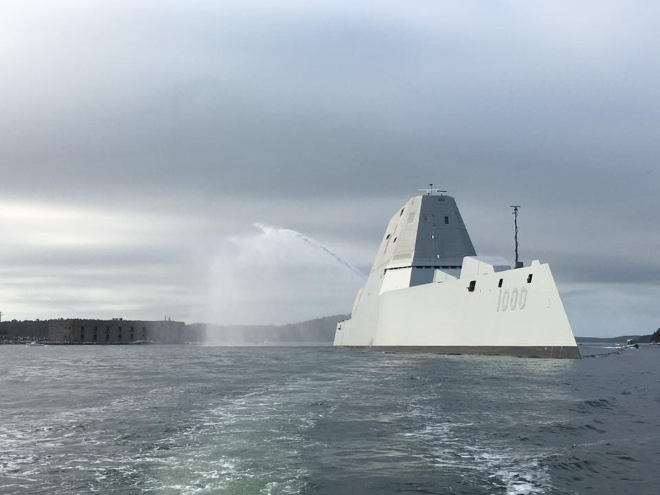 Zumwalt Destroyer Departs Bath Iron Works for San Diego Homeport