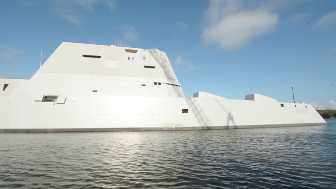 Video: Destroyer Zumwalt Leaves Bath Iron Works