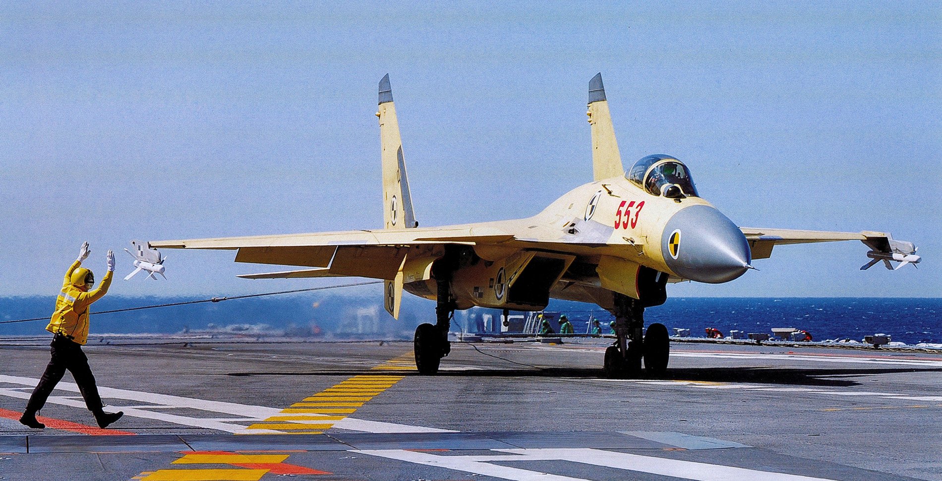 Shenyeng J-15 Flying Shark on the Chinese aircraft carrier Liaoning. PLAN Photo 
