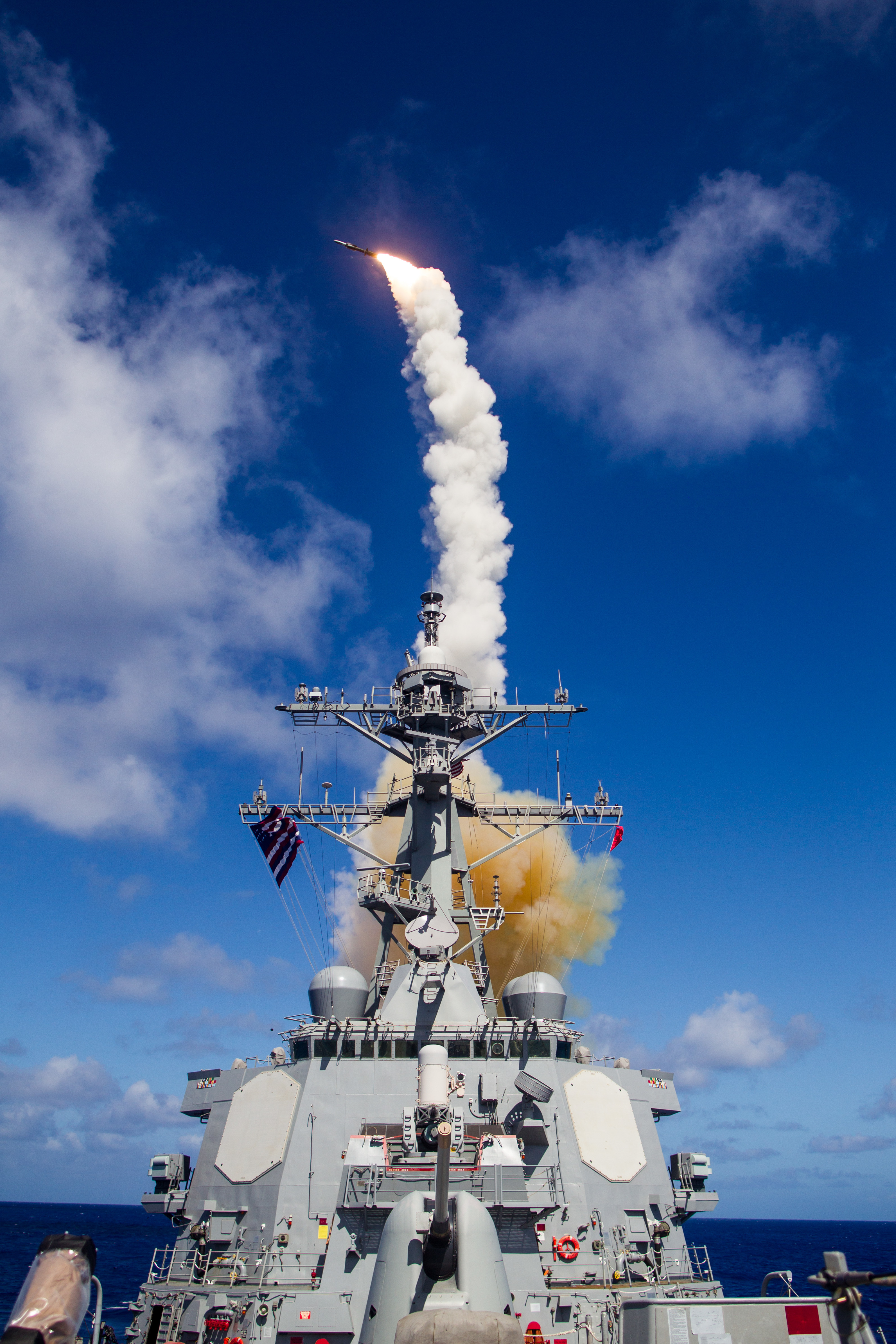 A BQM-74E cruise missile target was launched from the Pacific Missile Range Facility (PMRF) on Kauai, Hawaii, on Aug. 1, 2015, as part of a joint Navy/Missile Defense Agency test. Under Multi-Domain Battle, the Army might launch land-based cruise missiles to supplement ship-based sea control efforts. MDA photo.