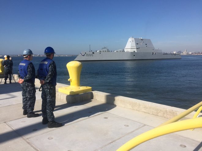Guided-Missile Destroyer USS Zumwalt Arrives in San Diego