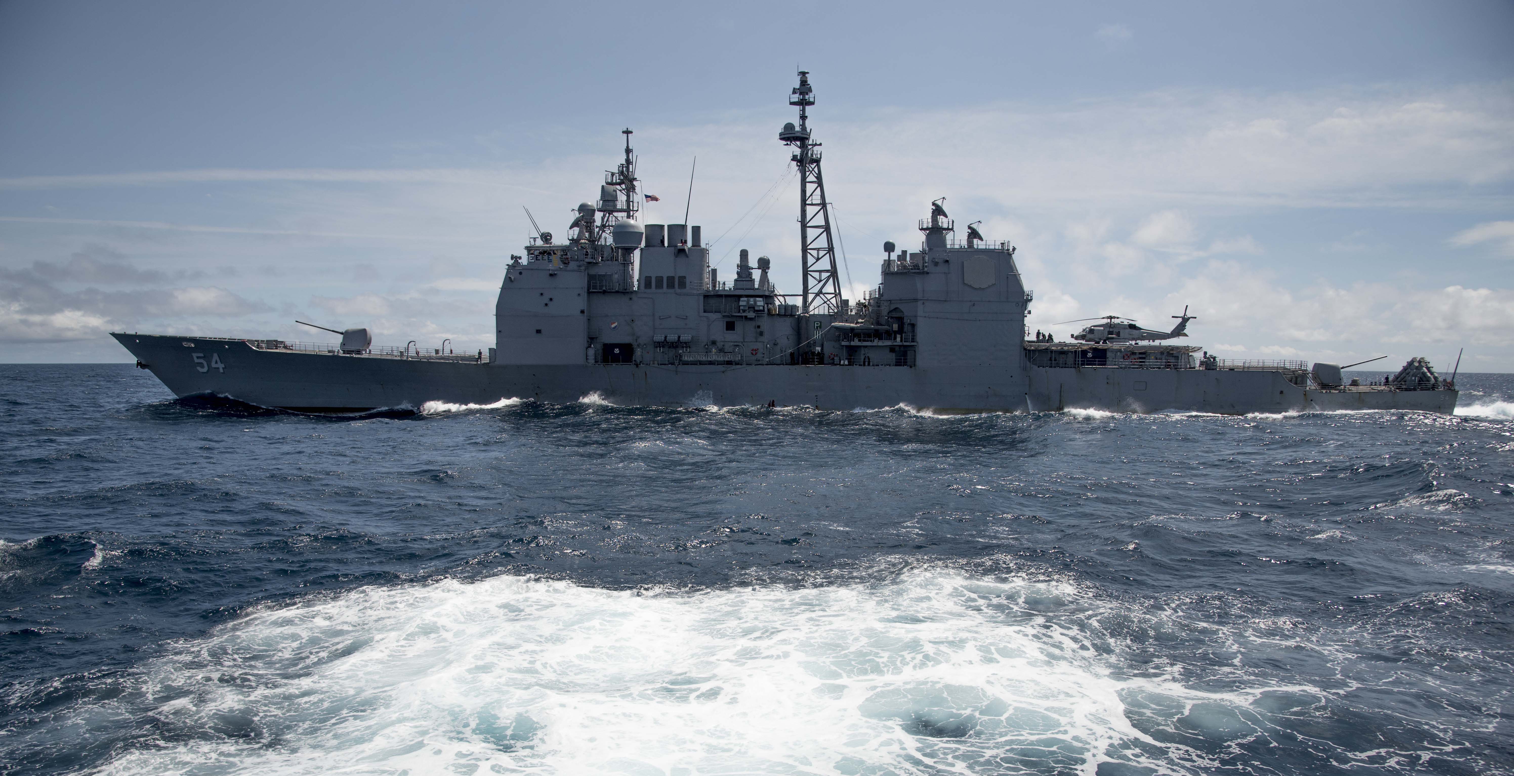 USS Antietam (CG-54) in the South China Sea on March 6, 2016. US Navy Photo