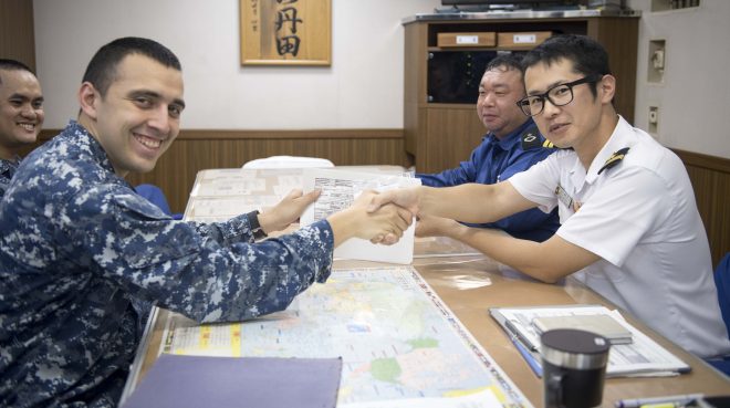 U.S., Japanese Destroyers Conduct First-Of-Kind Parts Swaps During Interoperability Exercise