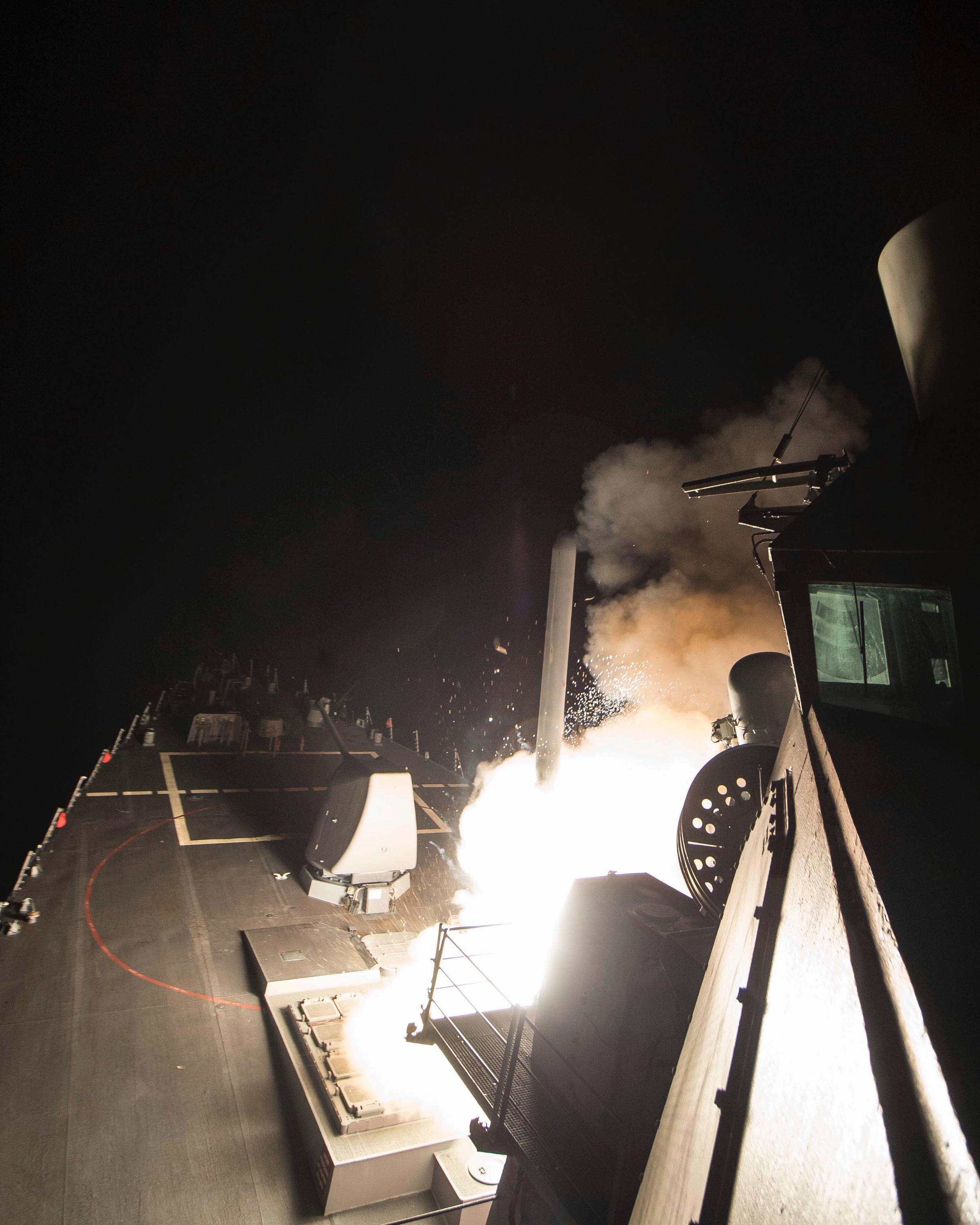 VIDEO: U.S. Destroyers Fire 59 Tomahawks on Syrian Airfield in Retaliation  for Chemical Attack