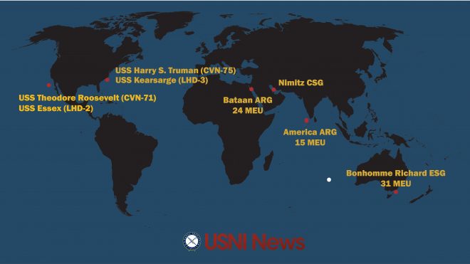 USNI News Fleet and Marine Tracker: Aug. 28, 2017