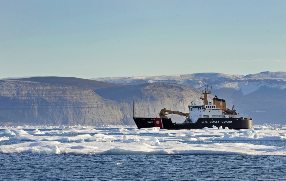 NARES STRAIGHT -- The U.S. Coast Guard Cutter Willow (WLB-202) transits near an iceberg, Aug. 23, 2011. (U.S. Coast Guard photo)