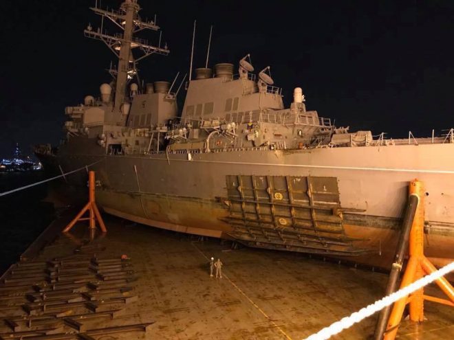 VIDEO: Timelapse of USS John S. McCain Loaded on Heavy Lift Transport
