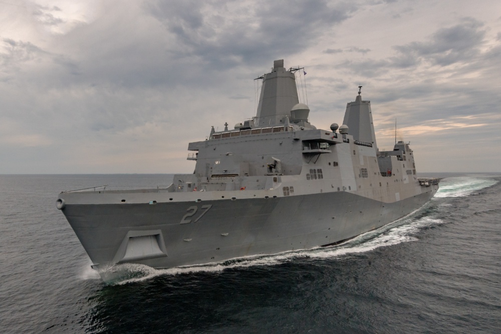 USS Portland (LPD-27) during sea trials in July 2017 (Navy photo).