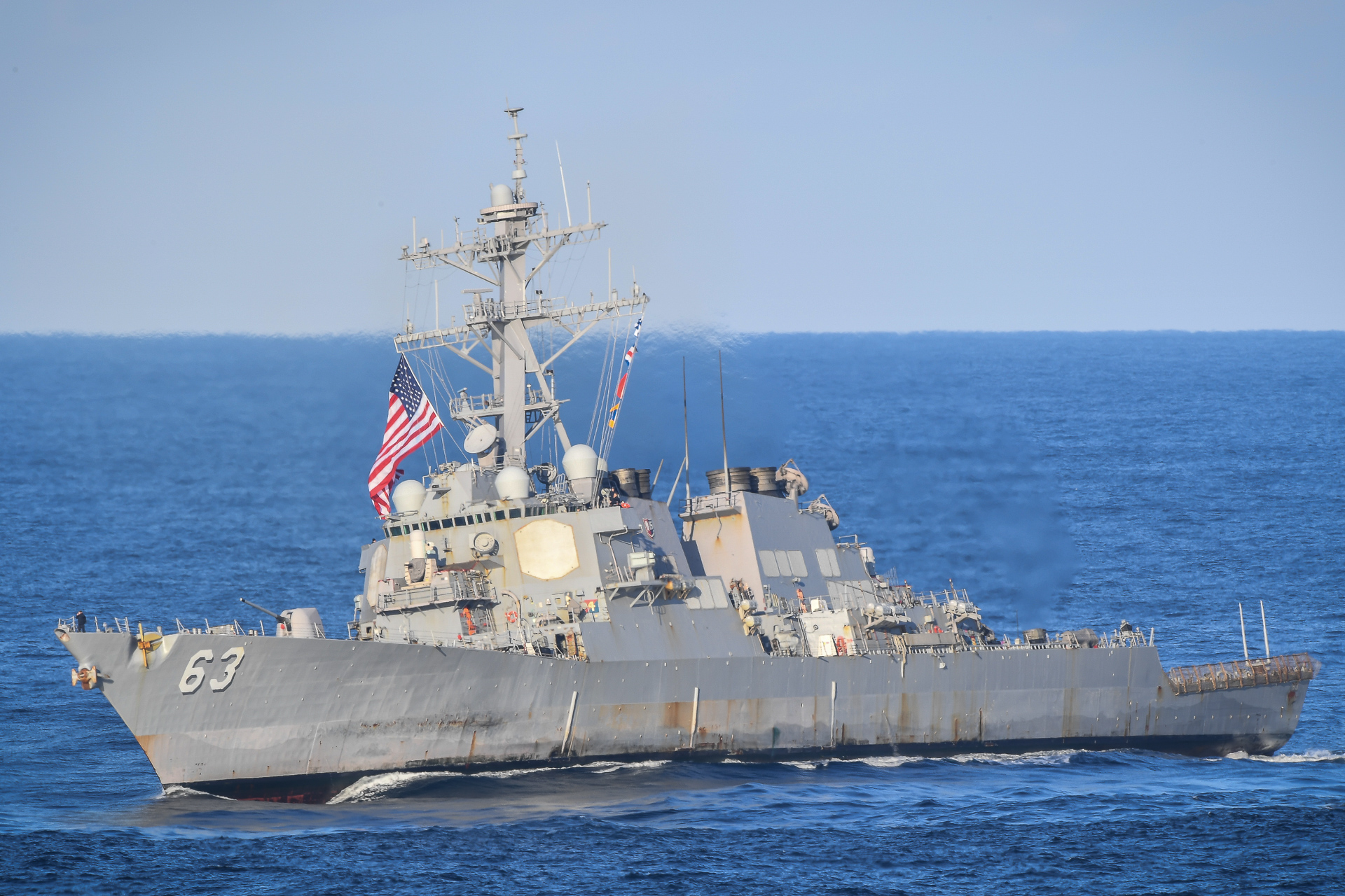 U S Destroyer  Cargo Ship  Pass Through Taiwan Strait in 