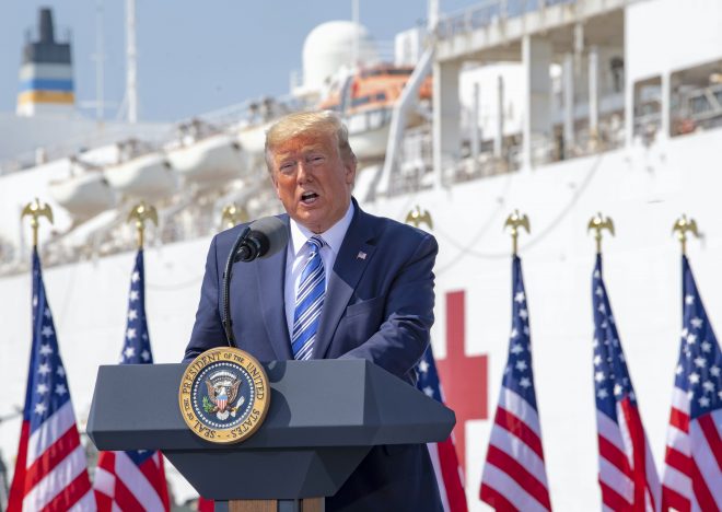 Trump Gives USNS Comfort a Send-Off as Hospital Ship Departs for New York