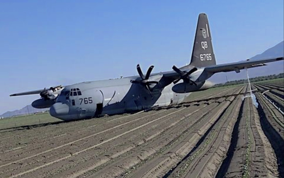 Marine KC-130 crash-lands