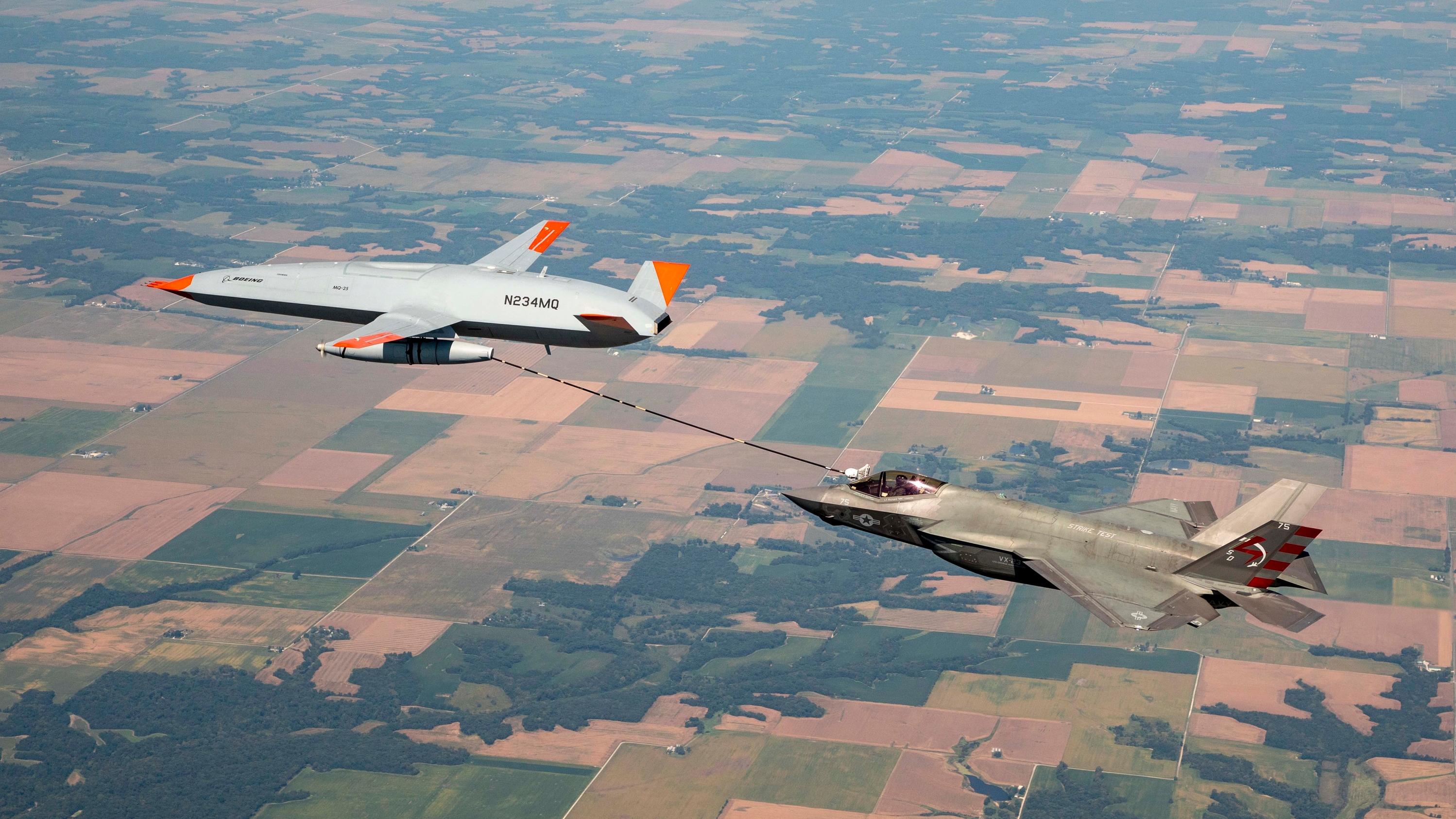 MQ-25A Refuels F-35C Joint Strike Fighter Over Illinois - USNI News