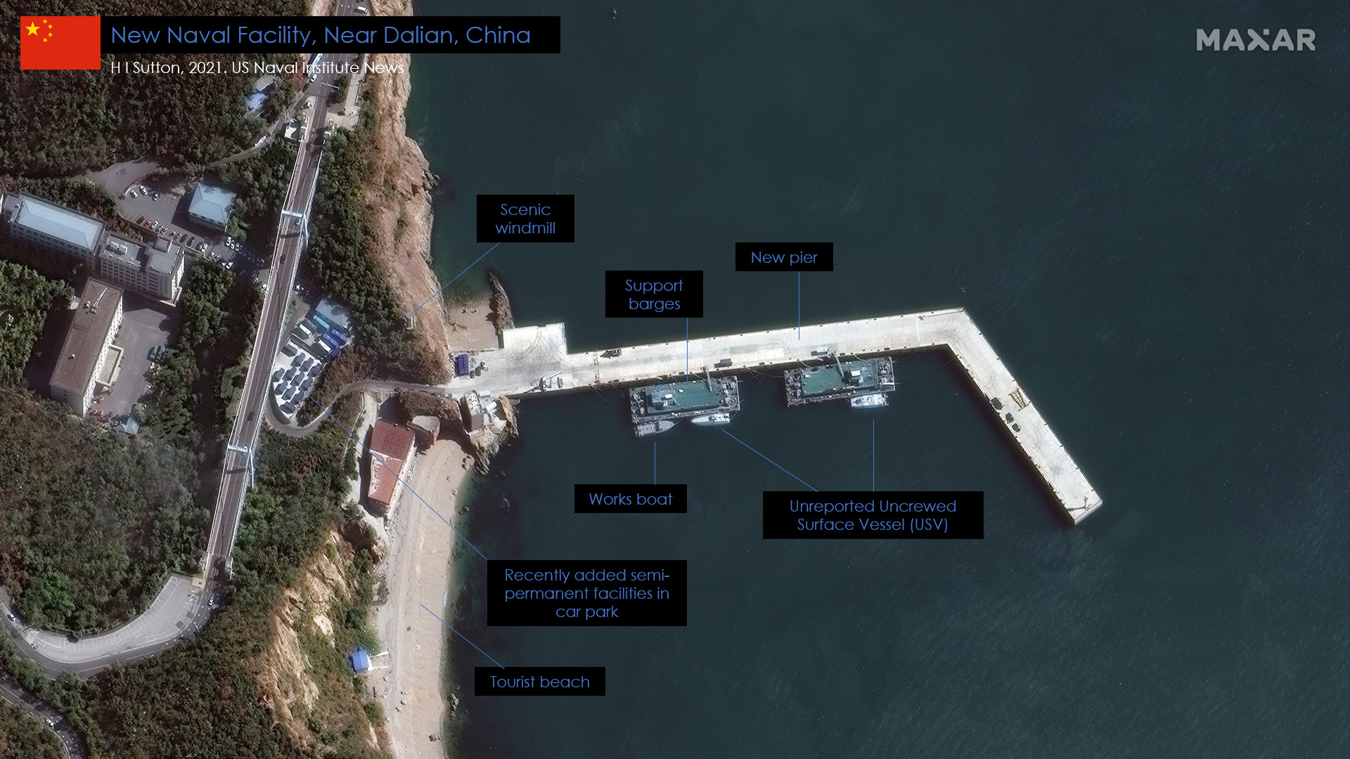 اختبار صيني تجريبي لسفن مسلحة بدون ربان في قاعدة بحرية سرية
