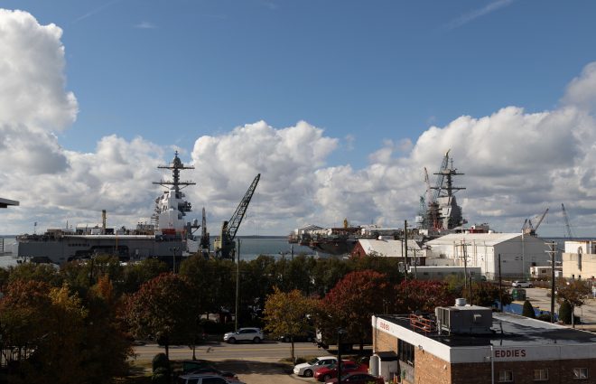 Record Aircraft Carrier Work Underway at Newport News Shipbuilding
