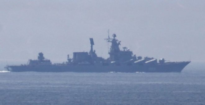 Sister Ship of Sunken Russian Cruiser Moskva Departs Mediterranean, U.S. Destroyers Follow Behind