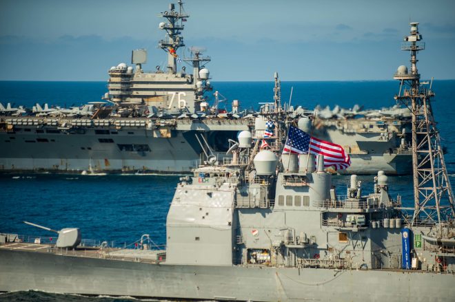 Reagan Strike Group Operating with Japanese, Canadian Warships in Western Pacific