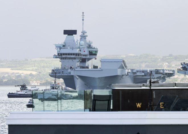 HMS Queen Elizabeth Departs U.K. to Sub for Damaged HMS Prince of Wales in East Coast Tour