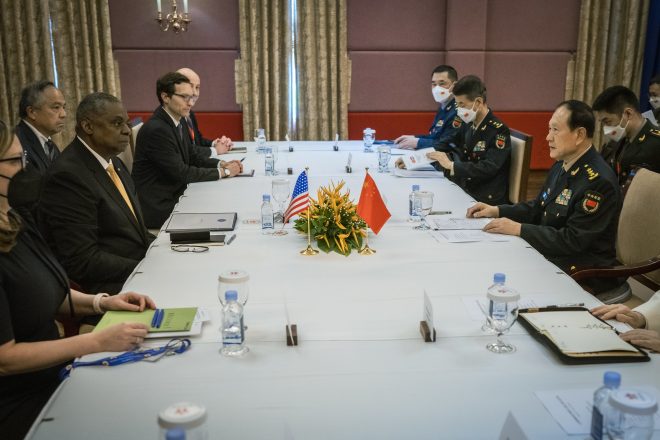 SECDEF Austin, Chinese Defense Minister Meet, Stress Need to Keep Lines of Communication Open