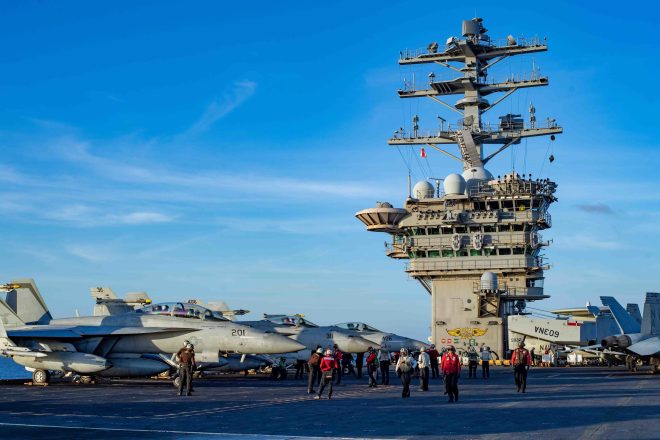 Aircraft Carrier USS Nimitz Pulls into Japan Ahead of G-7 Summit as Chinese Warships Operate Nearby