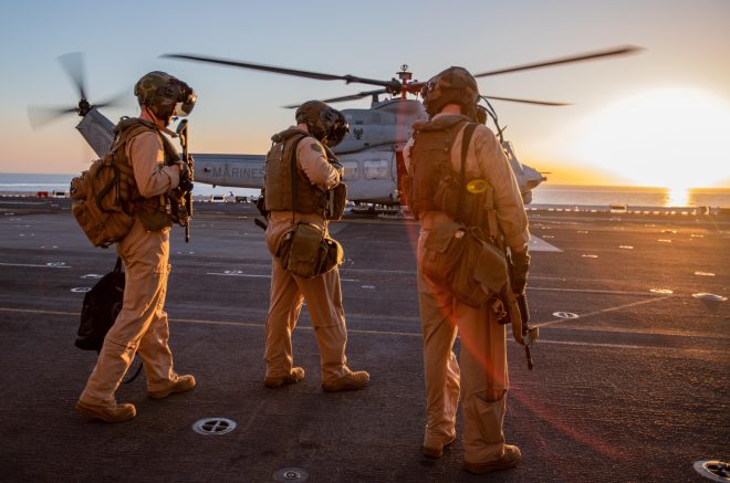 100 Marines, Sailors Ready to Ride Commercial Ships in Zone Defense Against Iran
