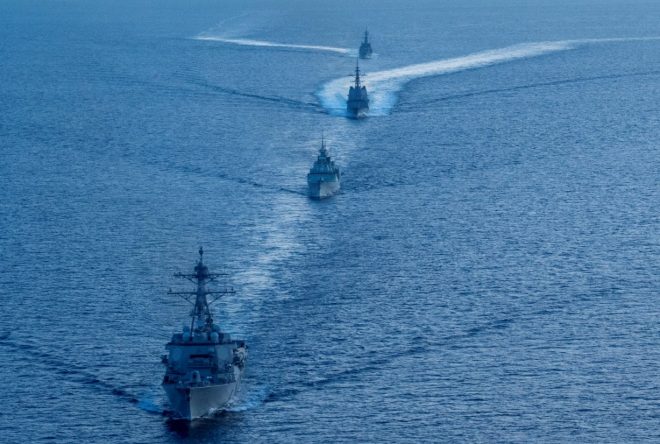 U.S. Drills with Allies in the South China Sea, Ghost Fleet Ships Operate off Australia