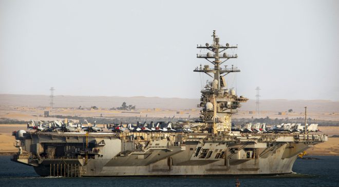 USS Dwight D. Eisenhower Sailing Just Outside Persian Gulf, Ford Strike Group Nearing 200 Days Deployed