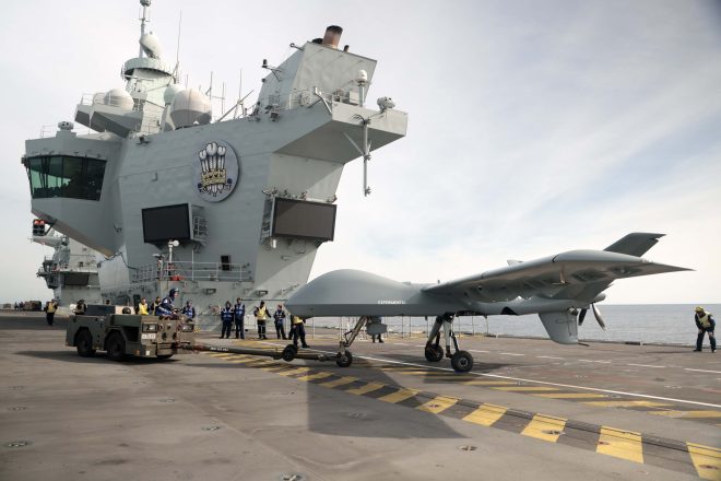 U.K. Aircraft Carrier HMS Prince of Wales Launches, Recovers Mojave Drone