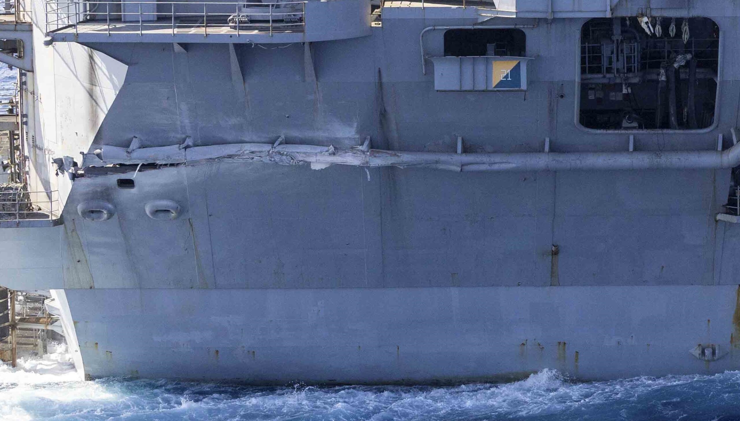 Uss harry s truman pulls into souda bay for repairs after collision